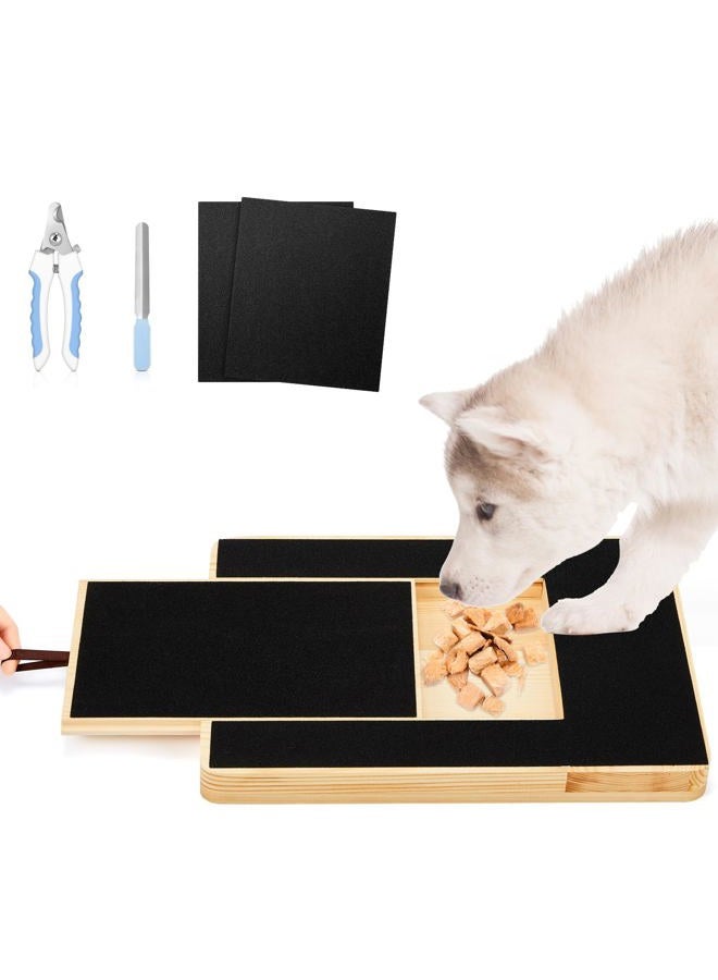 Hanaive Dog Nails Scratch Pad and Dog Nail Clippers Set Dog Scratch Square Board with Treat Box Nail Grinder Self Scratcher Pet Nail File Board with Sandpaper for Nail Trimming - Image 1